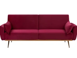 Sohvat<Beliani 3-Istuttava Vuodesohva Sametti Tummanpunainen Eina
