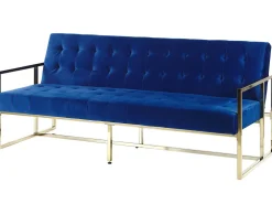 Sohvat<Beliani 3-Istuttava Vuodesohva Sametti Laivastonsininen Marstal