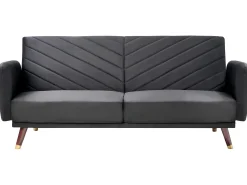 Fashion Beliani 3-Istuttava Vuodesohva Sametti Musta Senja