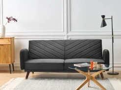 Fashion Beliani 3-Istuttava Vuodesohva Sametti Musta Senja