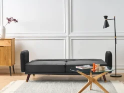 Fashion Beliani 3-Istuttava Vuodesohva Sametti Musta Senja