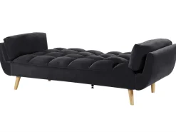 Sale Beliani 3-Istuttava Vuodesohva Sametti Musta Asby