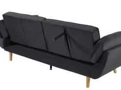 Sale Beliani 3-Istuttava Vuodesohva Sametti Musta Asby