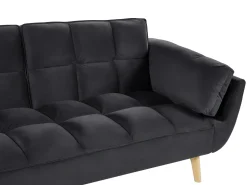 Sale Beliani 3-Istuttava Vuodesohva Sametti Musta Asby