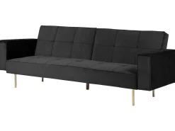 Sohvat<Beliani 3-Istuttava Vuodesohva Sametti Musta Visnes
