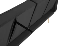 Sohvat<Beliani 3-Istuttava Vuodesohva Sametti Musta Visnes