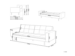 Sohvat<Beliani 3-Istuttava Vuodesohva Sametti Musta Visnes