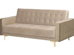 Sohvat<Beliani 3-Istuttava Vuodesohva Sametti Hiekanruskea Aberdeen