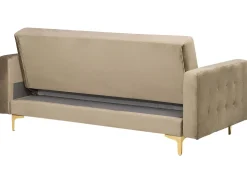 Sohvat<Beliani 3-Istuttava Vuodesohva Sametti Hiekanruskea Aberdeen