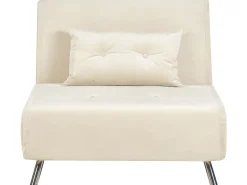 Best Sale Beliani 1-Istuttava Vuodesohva Sametti Kermanvalkoinen Farris