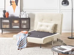 Best Sale Beliani 1-Istuttava Vuodesohva Sametti Kermanvalkoinen Farris