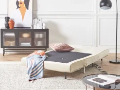 Best Sale Beliani 1-Istuttava Vuodesohva Sametti Kermanvalkoinen Farris