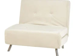 Best Sale Beliani 1-Istuttava Vuodesohva Sametti Kermanvalkoinen Farris