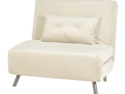 Best Sale Beliani 1-Istuttava Vuodesohva Sametti Kermanvalkoinen Farris