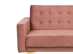 Sohvat<Beliani 3-Istuttava Vuodesohva Sametti Vaaleanpunainen Aberdeen