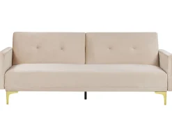 Hot Beliani 3-Istuttava Vuodesohva Sametti Beige Lucan