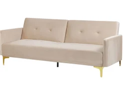 Hot Beliani 3-Istuttava Vuodesohva Sametti Beige Lucan