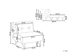 Store Beliani 1-Istuttava Vuodesohva Sametti Musta Vestfold