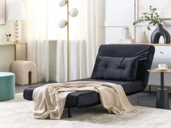 Store Beliani 1-Istuttava Vuodesohva Sametti Musta Vestfold