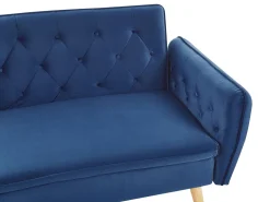 Cheap Beliani 2-Istuttava Vuodesohva Sametti Laivastonsininen Bardu