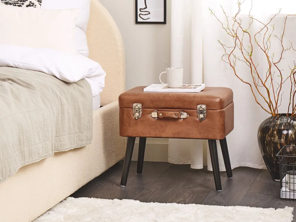 Sale Beliani Jakkara Keinonahka Säilytystila Kullanruskea 52 X 36 Cm Mallard