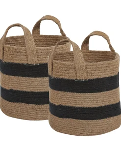 Säilytys<Beliani Juuttikori Beige/Musta 34 Cm 2 Kpl Gerede