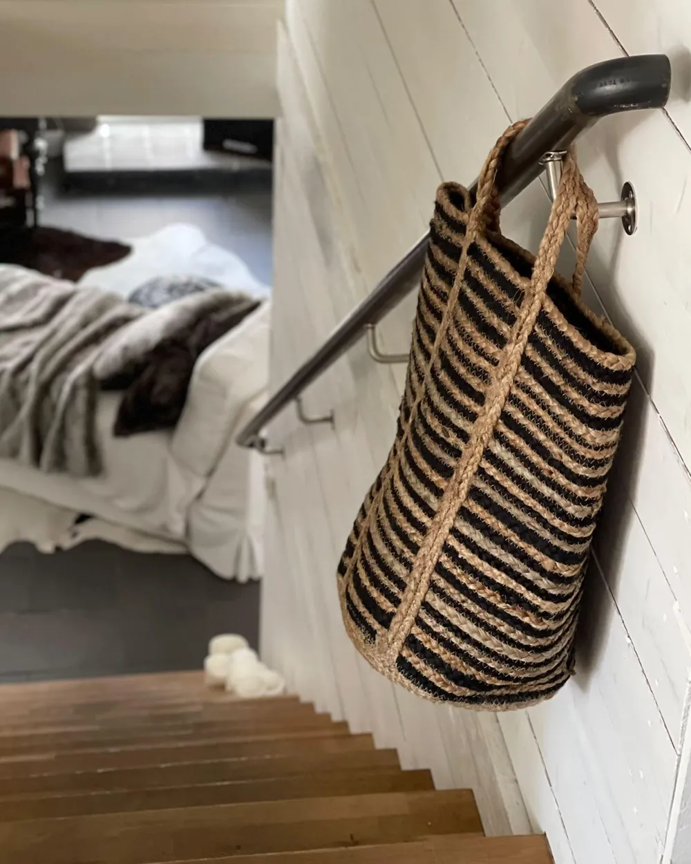 New Beliani Juuttikori Beige/Musta 26 Cm Jhansi