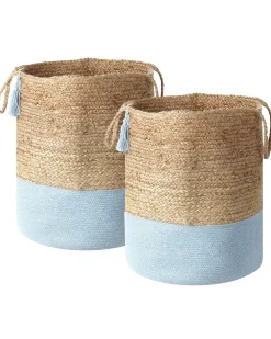 Best Beliani Juuttikori Beige/Vaaleansininen 50 Cm 2 Kpl Gajar