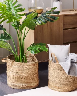 Lastenhuone<Beliani Juuttikori Hiekanruskea 2 Kpl Kaella