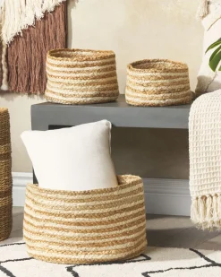 Säilytys<Beliani Juuttikori Luonnonvari/Beige 3 Kpl Kahu