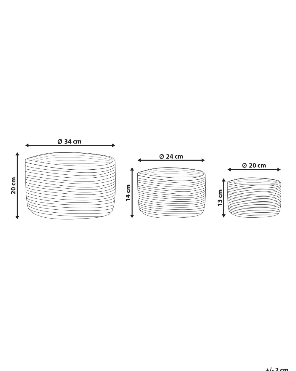 Säilytys<Beliani Juuttikori Luonnonvari/Beige 3 Kpl Kahu