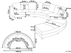 Outlet Beliani Kaareva Vaaleanharmaa 7-Istuttava Samettisohva Rotunde