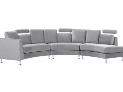 Outlet Beliani Kaareva Vaaleanharmaa 7-Istuttava Samettisohva Rotunde