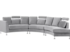 Outlet Beliani Kaareva Vaaleanharmaa 7-Istuttava Samettisohva Rotunde