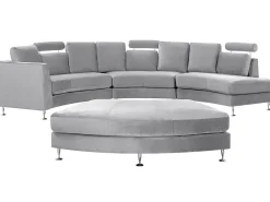 Outlet Beliani Kaareva Vaaleanharmaa 7-Istuttava Samettisohva Rotunde