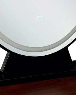 Flash Sale Beliani Kampauspoyta 2 Laatikkoa Led-Peili Jakkara Tumma Puu/Musta Loix