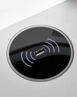 Online Beliani Kampauspoyta 4 Laatikkoa Led-Peili Usb-Portti Jakkara Valkoinen/Musta Soye