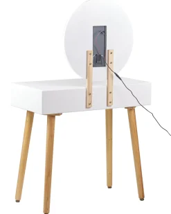 Säilytys<Beliani Kampauspoyta 2 Laatikkoa Led-Peili Jakkara Valkoinen/Harmaa Josselin