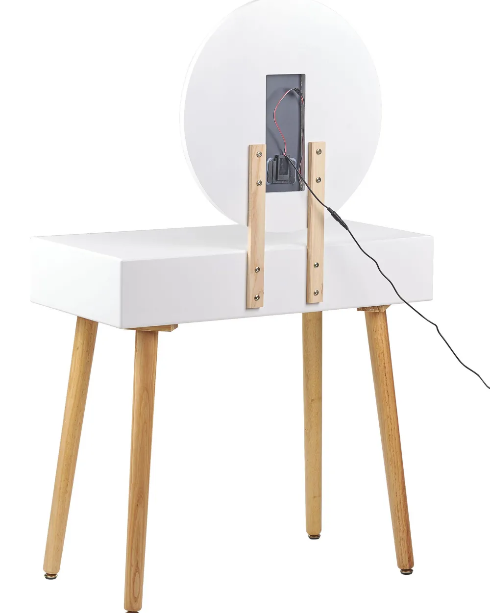 Säilytys<Beliani Kampauspoyta 2 Laatikkoa Led-Peili Jakkara Valkoinen/Harmaa Josselin