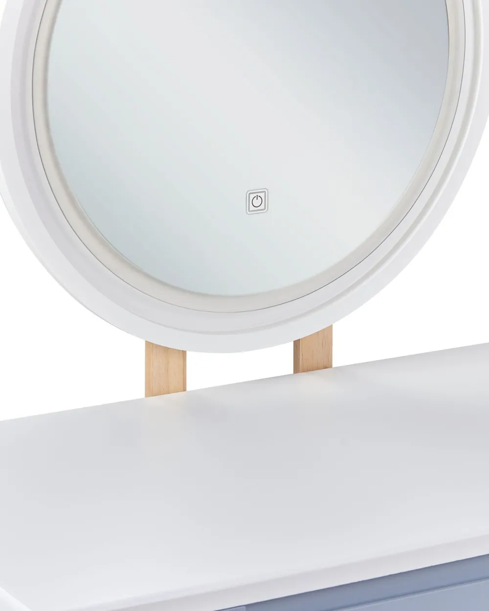 Säilytys<Beliani Kampauspoyta 2 Laatikkoa Led-Peili Jakkara Valkoinen/Harmaa Josselin