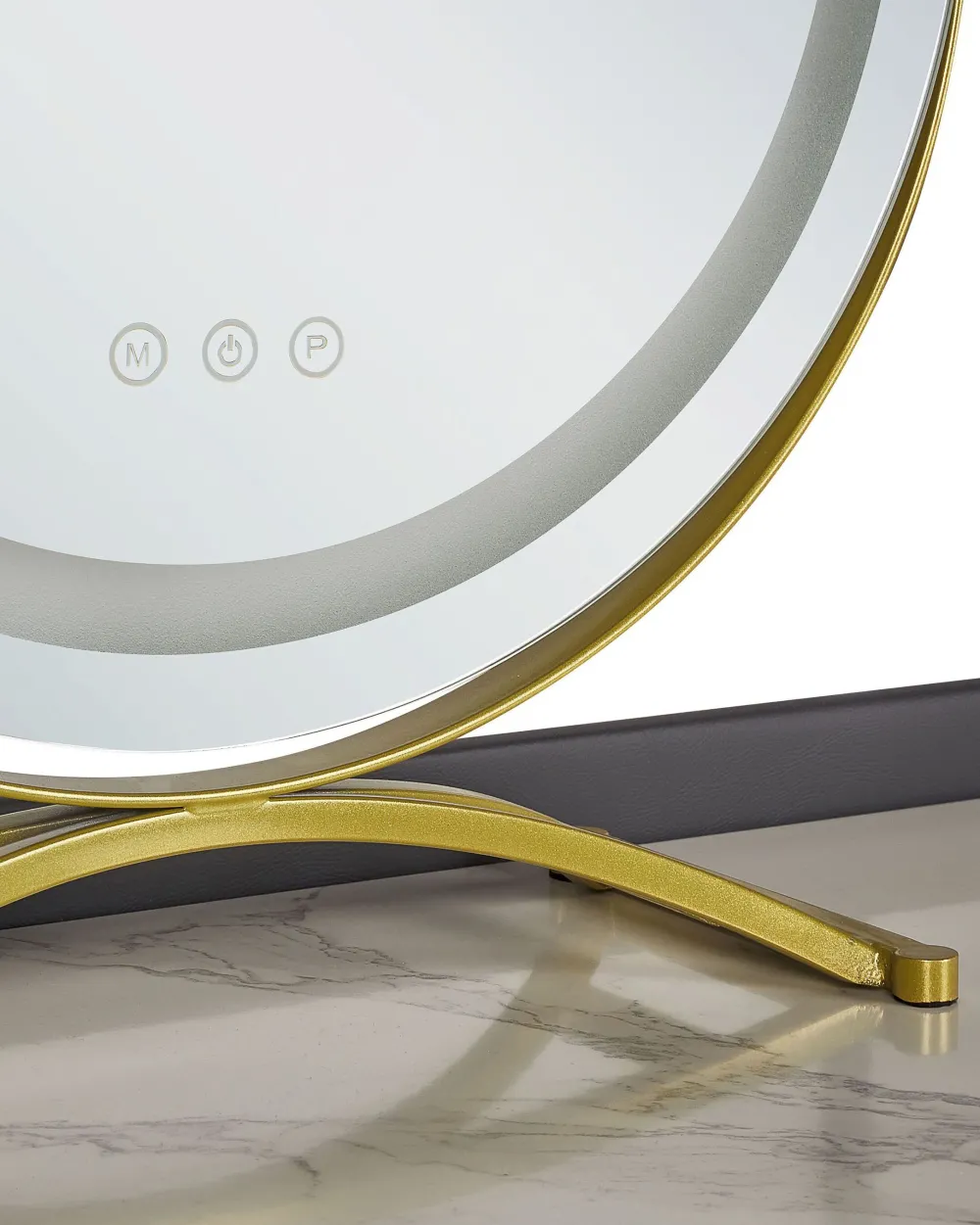 Säilytys<Beliani Kampauspoyta 2 Laatikkoa Led-Peili Jakkara Harmaa/Kulta Surin