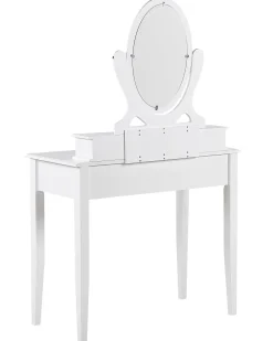 Discount Beliani Kampauspoyta 4 Laatikkoa Peili Jakkara Valkoinen Lune