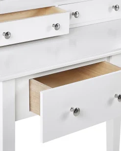 Discount Beliani Kampauspoyta 4 Laatikkoa Peili Jakkara Valkoinen Lune