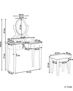 Discount Beliani Kampauspoyta 4 Laatikkoa Peili Jakkara Valkoinen Lune