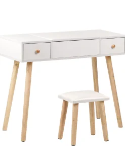 Store Beliani Kampauspoyta 2 Laatikkoa Peili Jakkara Valkoinen Brioude