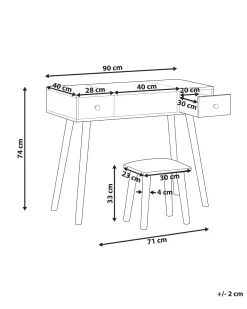 Store Beliani Kampauspoyta 2 Laatikkoa Peili Jakkara Valkoinen Brioude