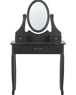 Säilytys<Beliani Kampauspoyta 3 Laatikkoa Peili Jakkara Musta Astre