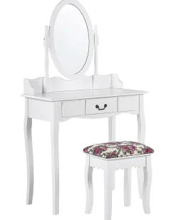 Säilytys<Beliani Kampauspoyta Laatikko Peili Jakkara Valkoinen Soleil