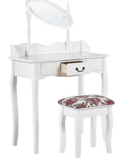 Säilytys<Beliani Kampauspoyta Laatikko Peili Jakkara Valkoinen Soleil