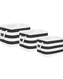 Säilytys<Beliani Kangaskori Musta/Valkoinen 3 Kpl Darqab